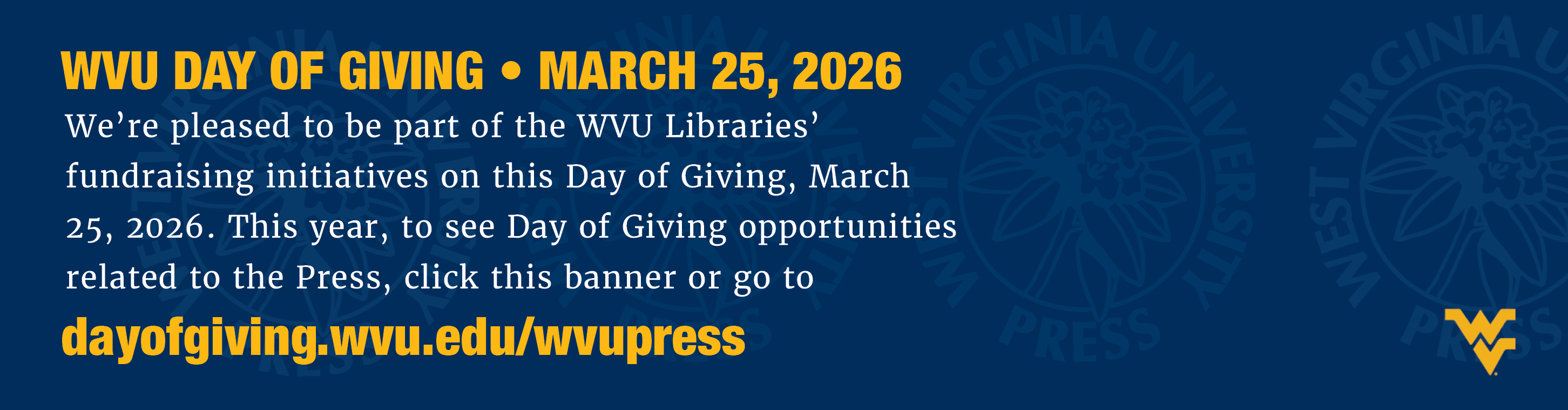 WVU Press Day of Giving Banner 2026
